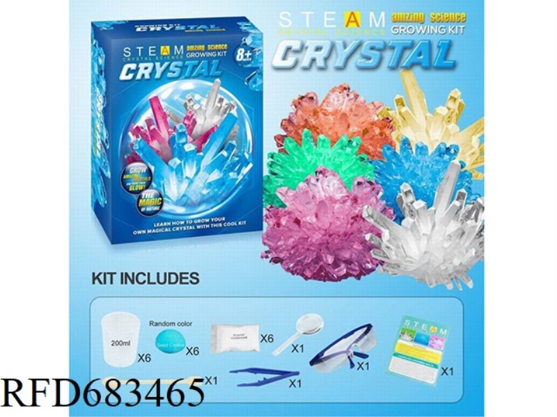 CRYSTAL PLANTING AND GROWTH SCIENTIFIC EXPERIMENT SET (6 CRYSTALS)