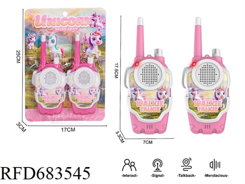 A PAIR OF UNICORN WALKIE-TALKIES (ABOUT 40 METERS AWAY)