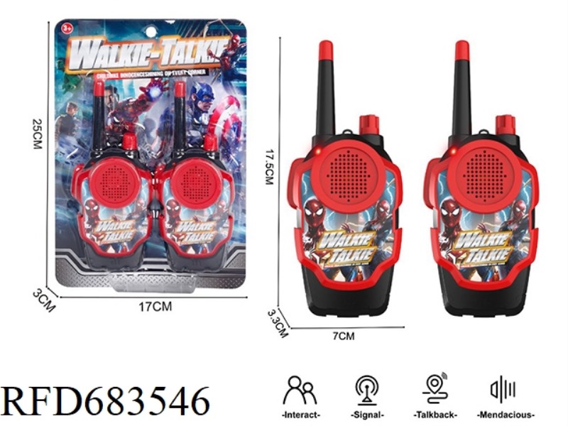 A PAIR OF SPIDER-MAN WALKIE-TALKIES (ABOUT 40 METERS AWAY)