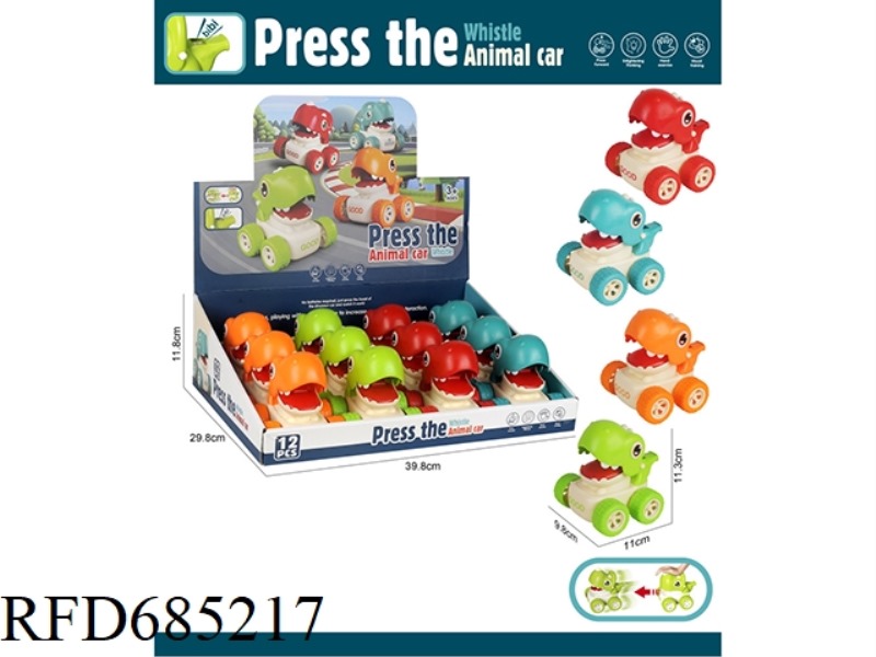PRESS CARTOON DINOSAUR WHISTLE CAR