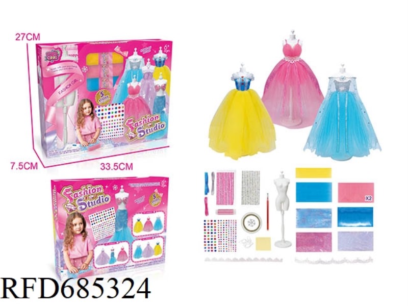 DIY HANDMADE CLOTHING DESIGN SET (3 PIECES, PINK/YELLOW/BLUE, 1 TABLE)