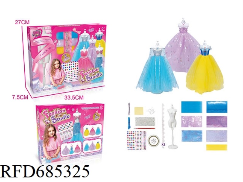 DIY HANDMADE CLOTHING DESIGN SET (3 PIECES, YELLOW/PURPLE/BLUE, 1 TABLE)