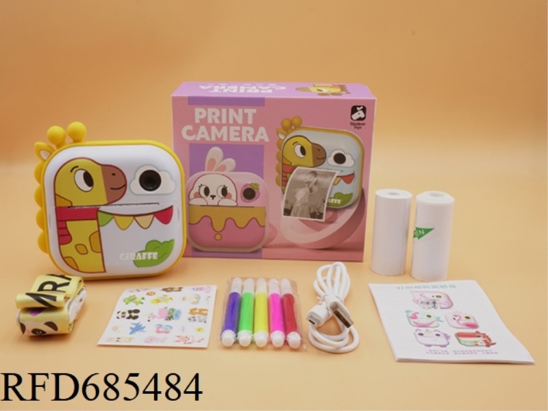 YELLOW GIRAFFE PRINT CAMERA/CHILDREN'S PRINT CAMERA/CHILDREN'S POLAROID CAMERA