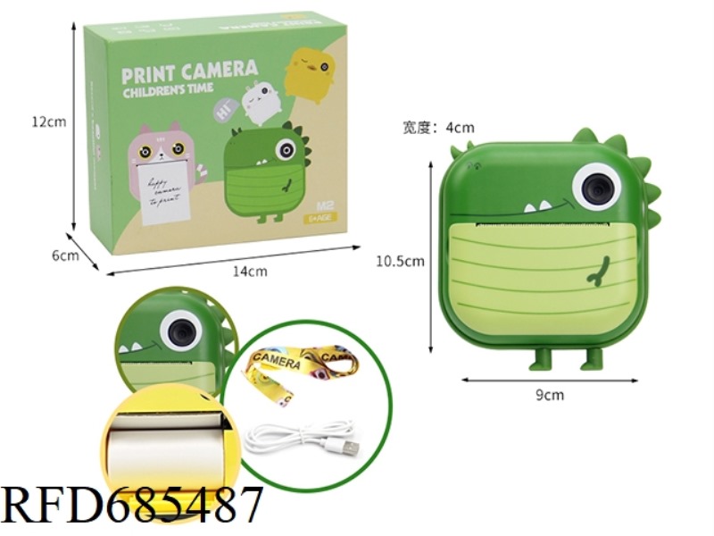 GREEN DINOSAUR PRINT CAMERA/CHILDREN'S PRINT CAMERA/CHILDREN'S POLAROID