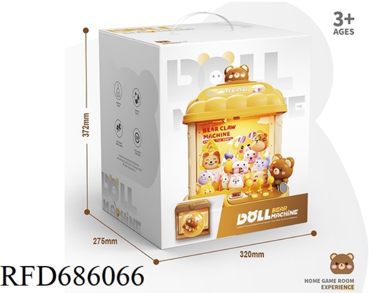 BEAR DOLL MACHINE LARGE B CONFIGURATION
20 TWISTED EGGS 24 COINS CAN BE USED WITHOUT DOLLS.