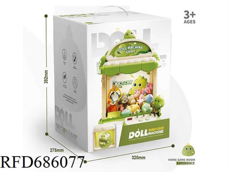 DINOSAUR DOLL MACHINE LARGE A CONFIGURATION
10 DOLLS, 20 TWISTED EGGS, 24 COINS, CAN BE COIN-OPERAT