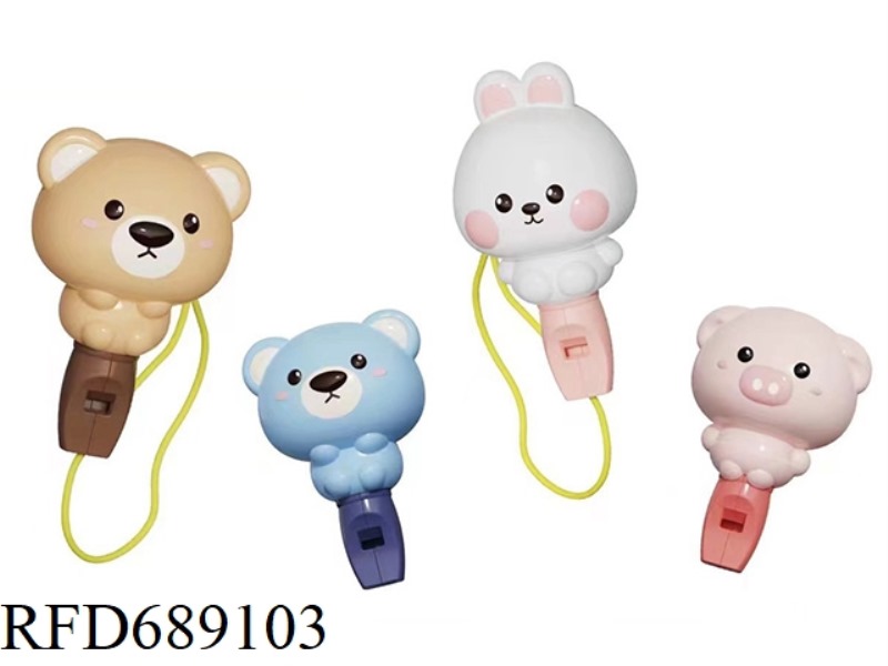 PUZZLE CARTOON ANIMAL WHISTLE WITH ROPE TO HANG NECK