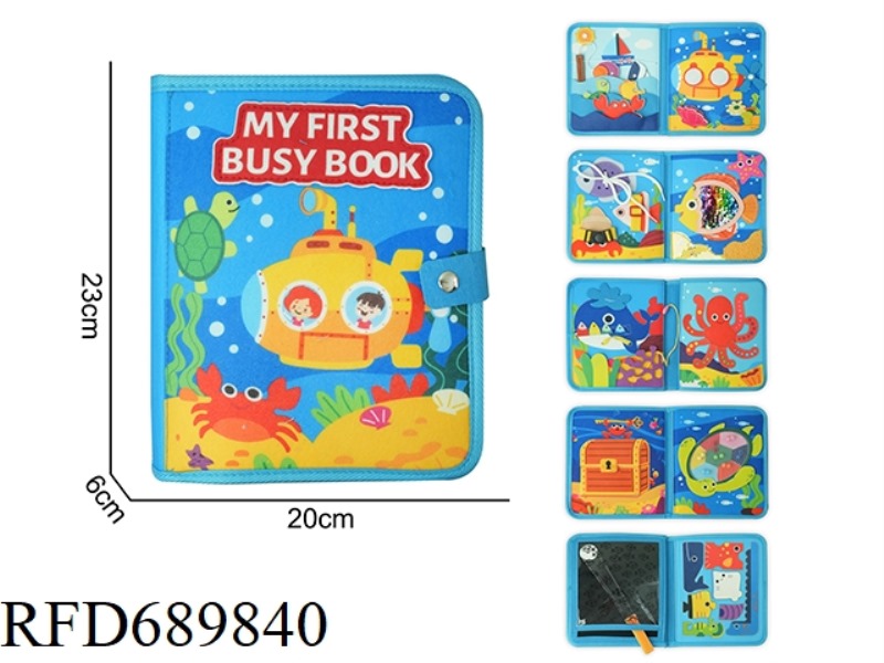 MONTESSORI CHILDREN'S EARLY EDUCATION PUZZLE - FELT OCEAN SUBMARINE BOOK 6 PAGES