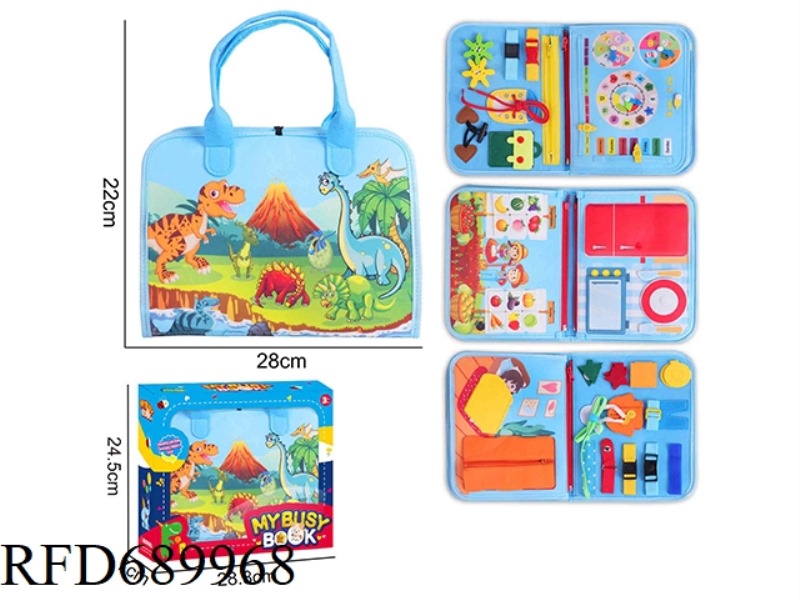 MONTESSORI CHILDREN'S EARLY EDUCATION PUZZLE - FELT 4-PAGE BLUE FRUIT FARMER BUSY EDITION
