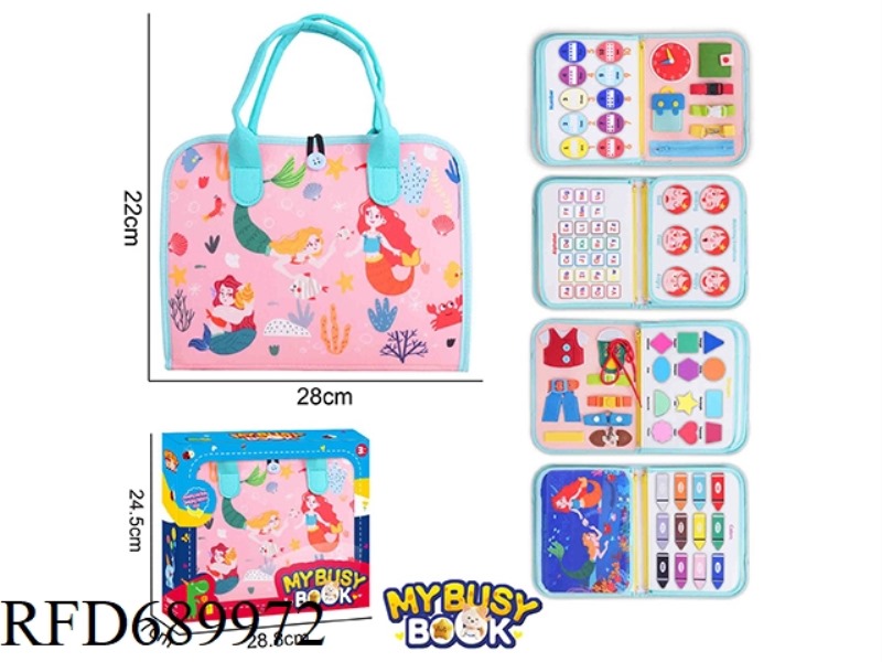 MONTESSORI CHILDREN'S EARLY EDUCATION PUZZLE - FELT 5-PAGE MERMAID BUSY EDITION