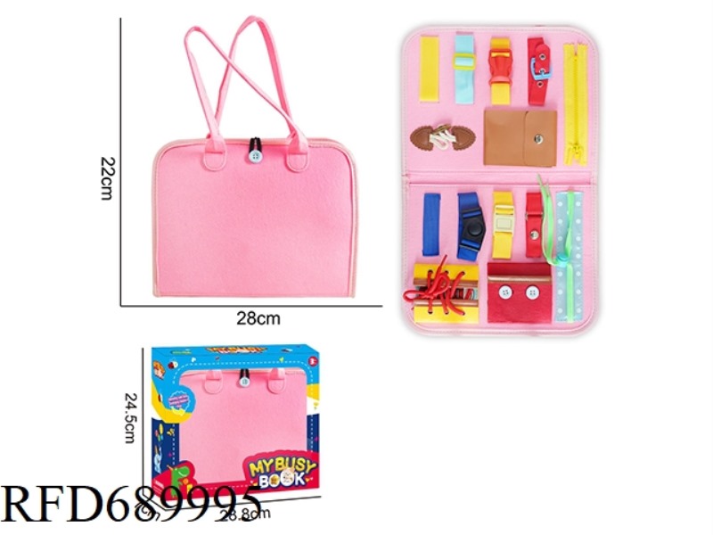 MONTESSORI CHILDREN'S EARLY EDUCATION PUZZLE - FELT SINGLE PAGE PINK OUTER HAIR BUSY BOARD