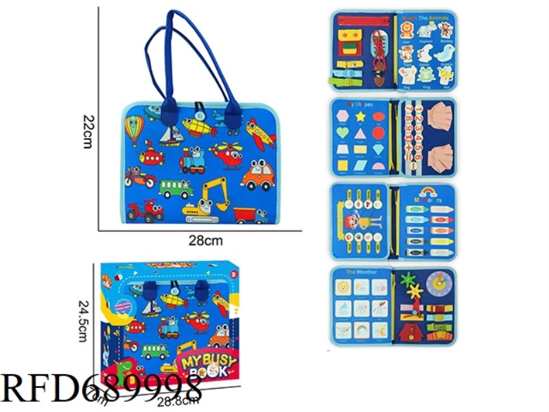 MONTESSORI CHILDREN'S EARLY EDUCATION PUZZLE - FELT 5-PAGE CAR MODEL BUSY BOOK