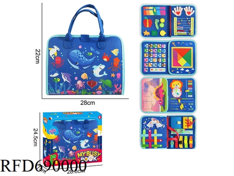 MONTESSORI CHILDREN'S EARLY EDUCATION PUZZLE - FELT 5-PAGE GEMSTONE BLUE OCEAN A