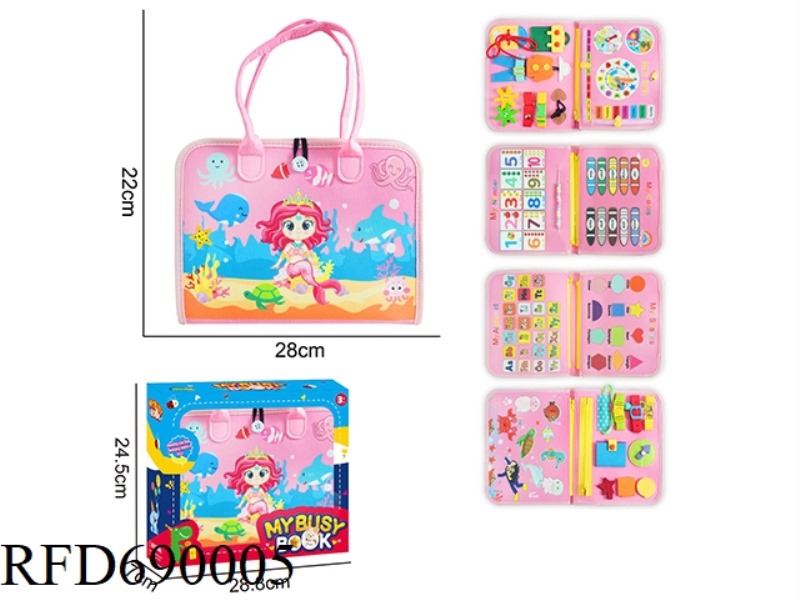 MONTESSORI CHILDREN'S EARLY EDUCATION PUZZLE - FELT PINK 5-PAGE BEAUTY PAGE BUSY BOARD