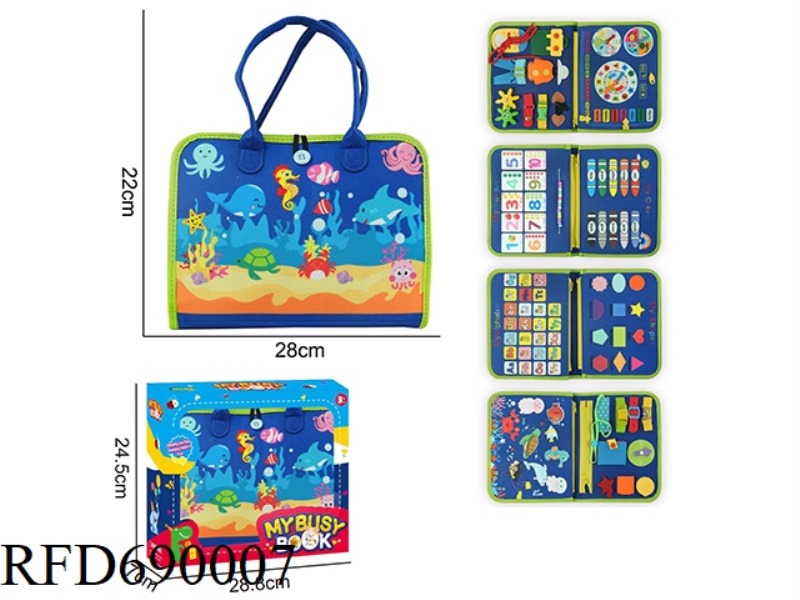 MONTESSORI CHILDREN'S EARLY EDUCATION PUZZLE - FELT 5-PAGE GEMSTONE BLUE OCEAN BUSY BOOK