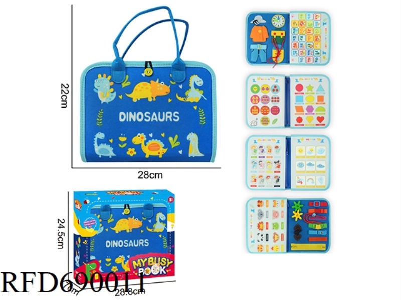 MONTESSORI CHILDREN'S EARLY EDUCATION PUZZLE - FELT 5-PAGE DINOSAUR D BUSY BOOK