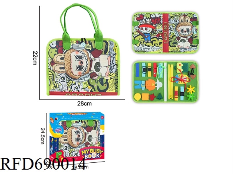 MONTESSORI CHILDREN'S EARLY EDUCATION PUZZLE - FELT GREEN PULLCLOTH SINGLE PAGE BUSY BOARD
