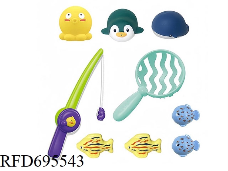 MAGNETIC FISHING TOY SET + RUBBER ANIMAL