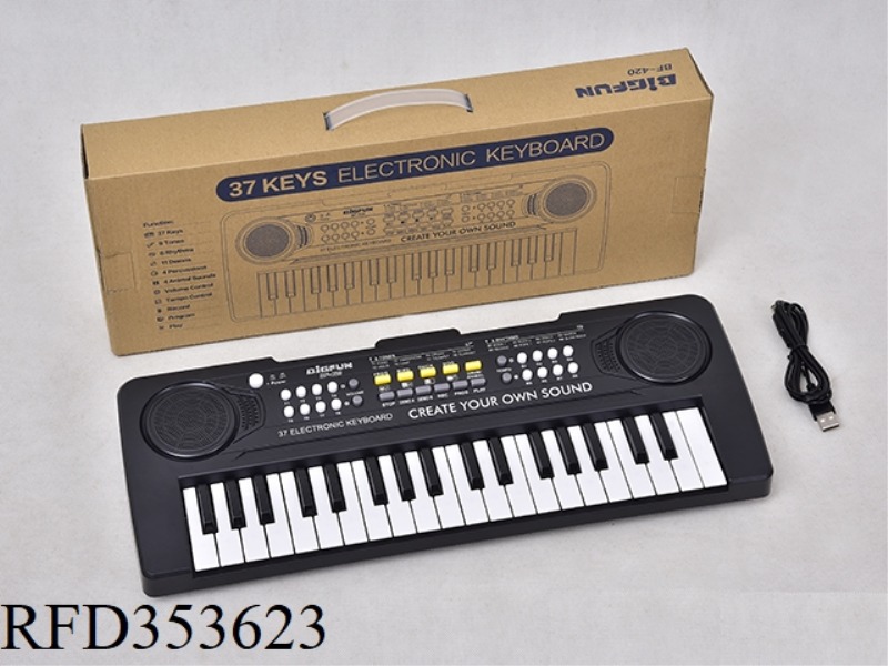 37 KEY ELECTRONIC ORGAN WITH USB POWER CORD
