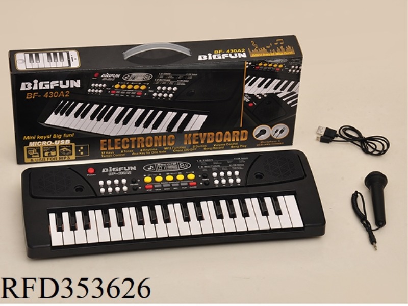 37 KEY KEYBOARD WITH MICROPHONE, USB POWER CORD AND USB MUSIC JACK