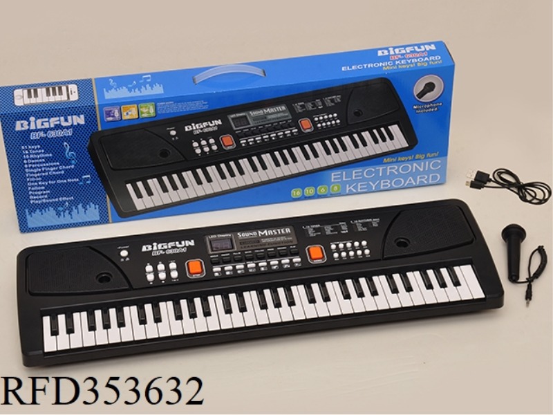 61 KEYBOARD WITH MICROPHONE AND USB POWER CORD