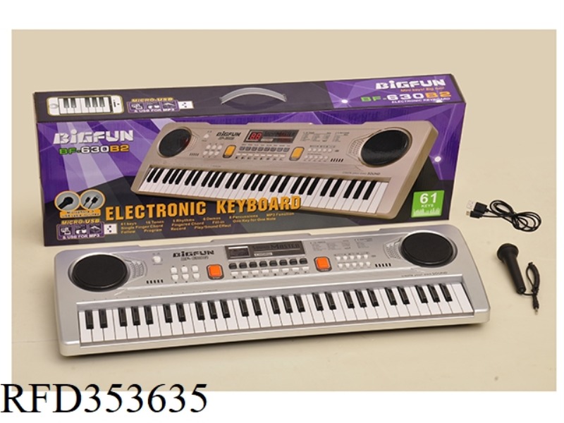 61 KEYBOARD WITH MICROPHONE, USB POWER CORD AND USB FLASH DRIVE MUSIC JACK