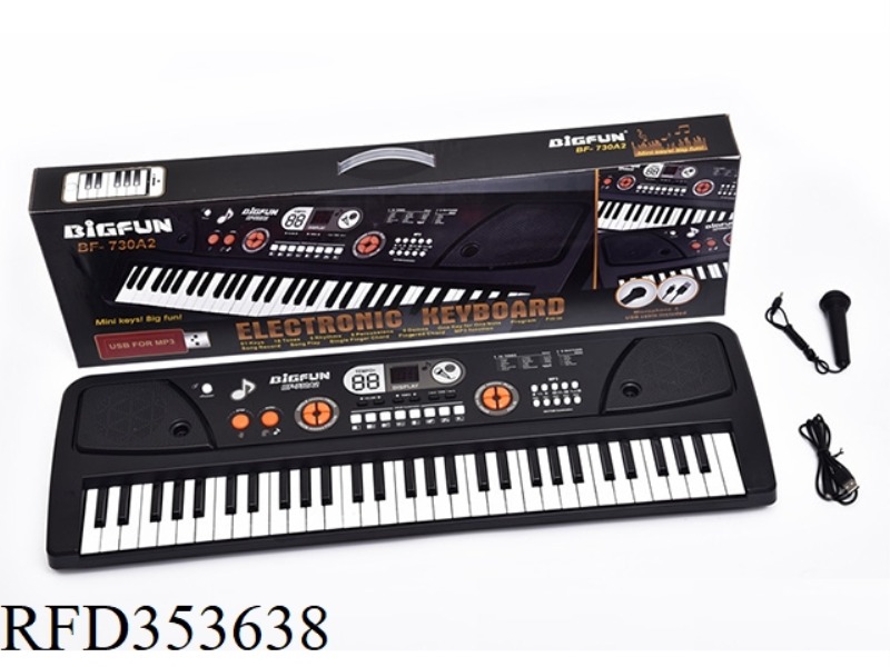61 KEYBOARD WITH MICROPHONE, USB POWER CORD AND USB FLASH DRIVE MUSIC JACK