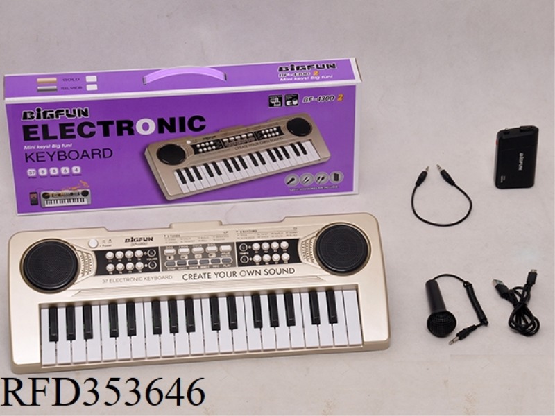 37 KEY ELECTRONIC ORGAN WITH MICROPHONE/AUDIO CABLE /USB CABLE/BATTERY CASE