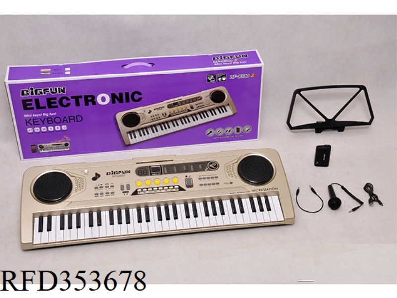 61 KEYBOARD WITH MICROPHONE/AUDIO CABLE /USB CABLE/BATTERY CASE/MUSIC SHELF