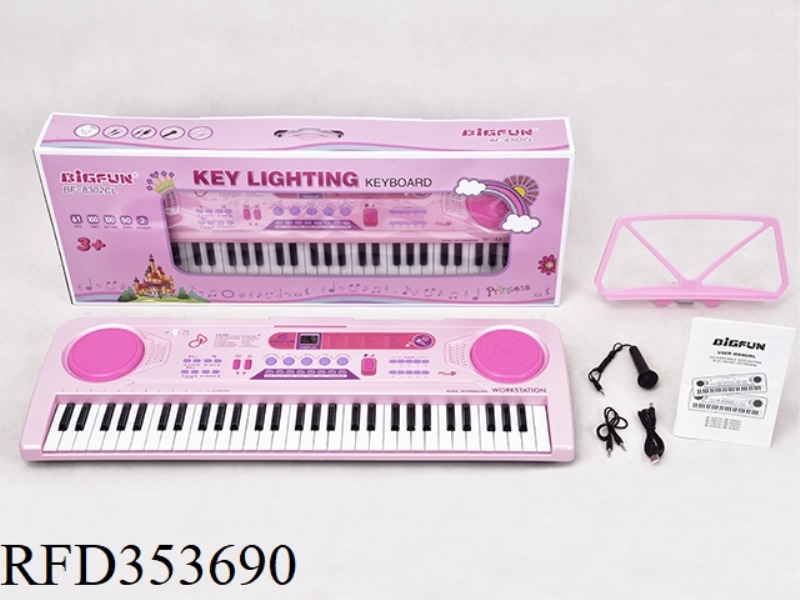 61 KEYBOARD WITH MICROPHONE/AUDIO CABLE /USB POWER CORD/INSTRUCTION MANUAL/MUSIC SHELF