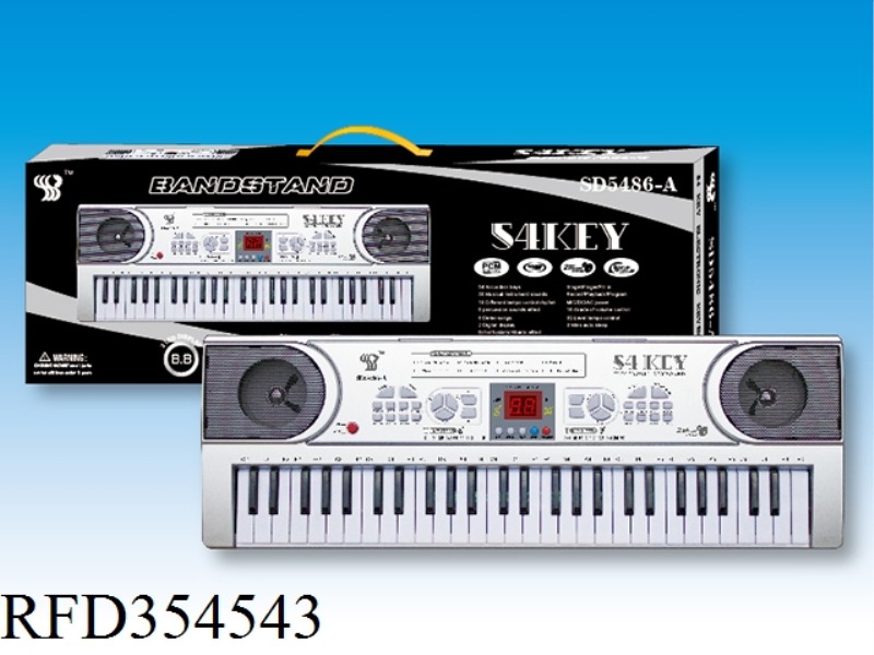 54-KEY MULTIFUNCTIONAL ELECTRONIC KEYBOARD WITH 2-DIGIT DIGITAL DISPLAY, ADAPTER, MICROPHONE