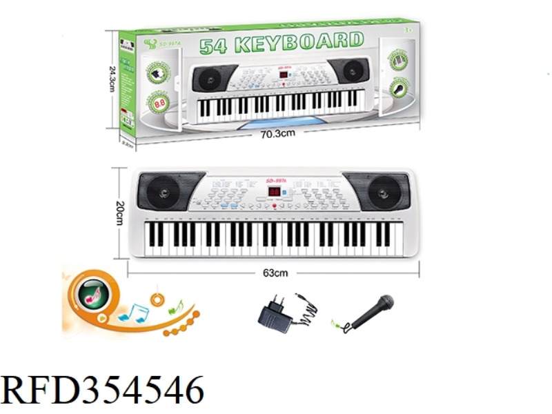 54-KEY MULTI-FUNCTION ELECTRONIC KEYBOARD WITH WIRE MESH, DIGITAL, ADAPTER, MICROPHONE3