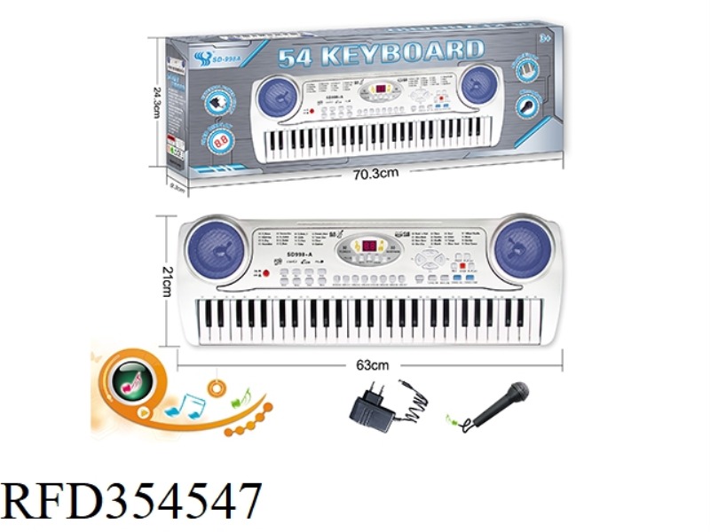 54-KEY MULTIFUNCTIONAL ELECTRONIC KEYBOARD WITH ADAPTER, DIGITAL, MICROPHONE, WIRE MESH SPEAKER COVE