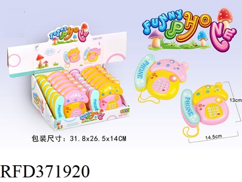 LIGHT AND MUSIC CUTE MUSHROOM TELEPHONE 12PCS