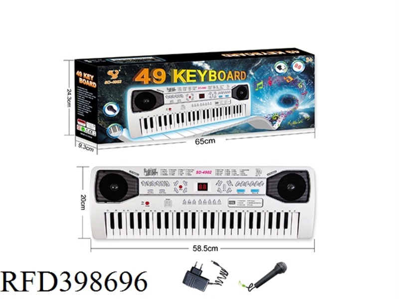 49-KEY MULTIFUNCTIONAL ELECTRONIC KEYBOARD WITH 2-DIGIT DIGITAL DISPLAY, ADAPTER, MICROPHONE