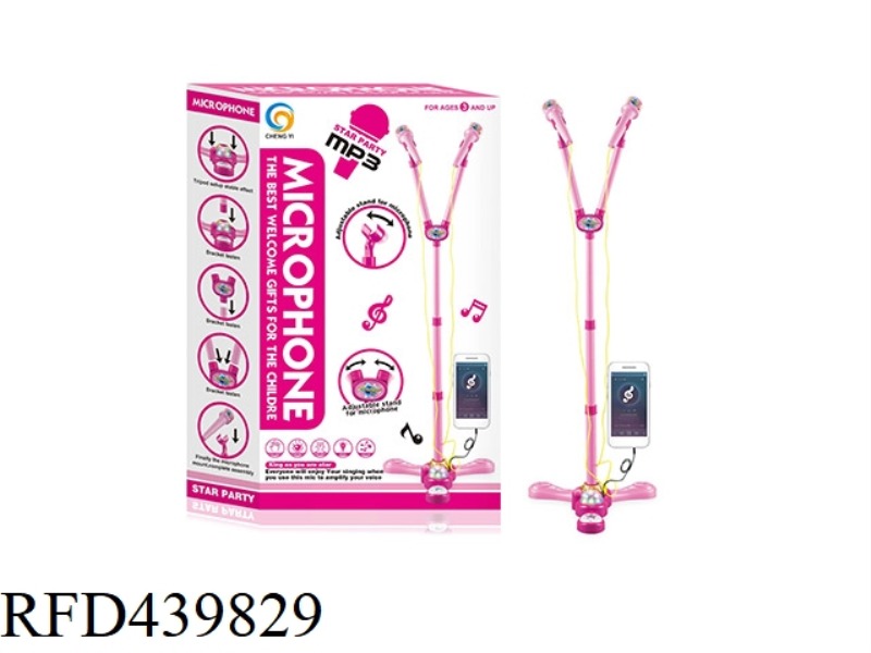 GIRLS DUAL MICROPHONES (LIGHTS MUSIC, CONNECT MOBILE PHONES)