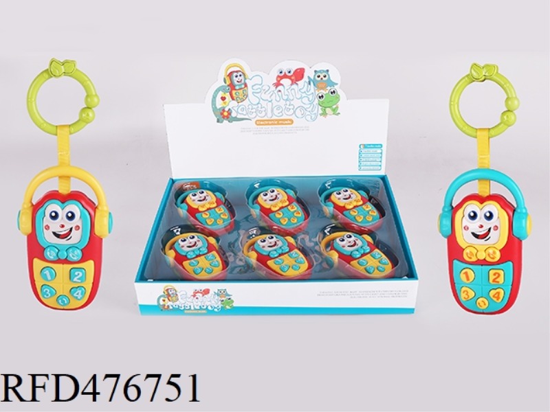 MOBILE PHONE RATTLE (YELLOW/GREEN 2 COLORS MIXED) 6PCS/DISPLAY BOX