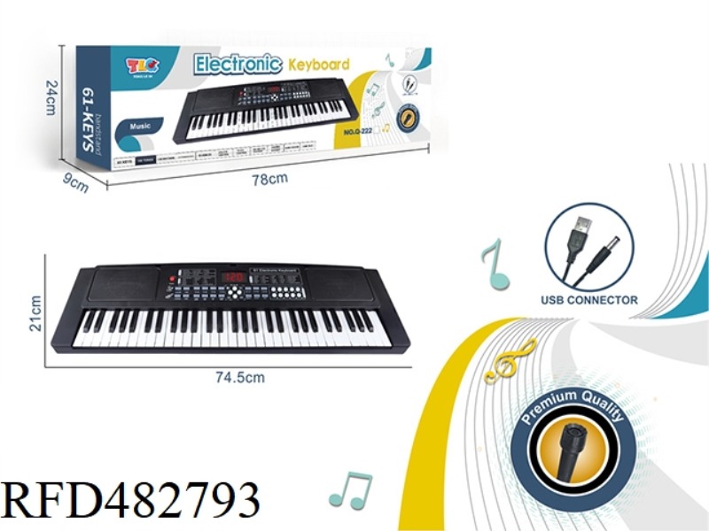61-KEY MULTIFUNCTION ELECTRONIC ORGAN WITH DIGITAL, USB CABLE, MICROPHONE (BLACK)