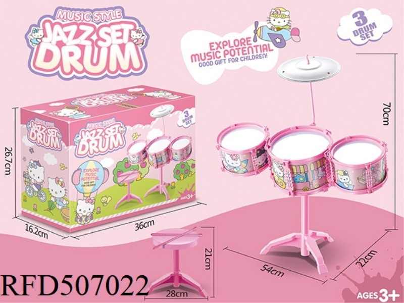 HELLOKITTY CARTOON DRUM SET 3 DRUMS