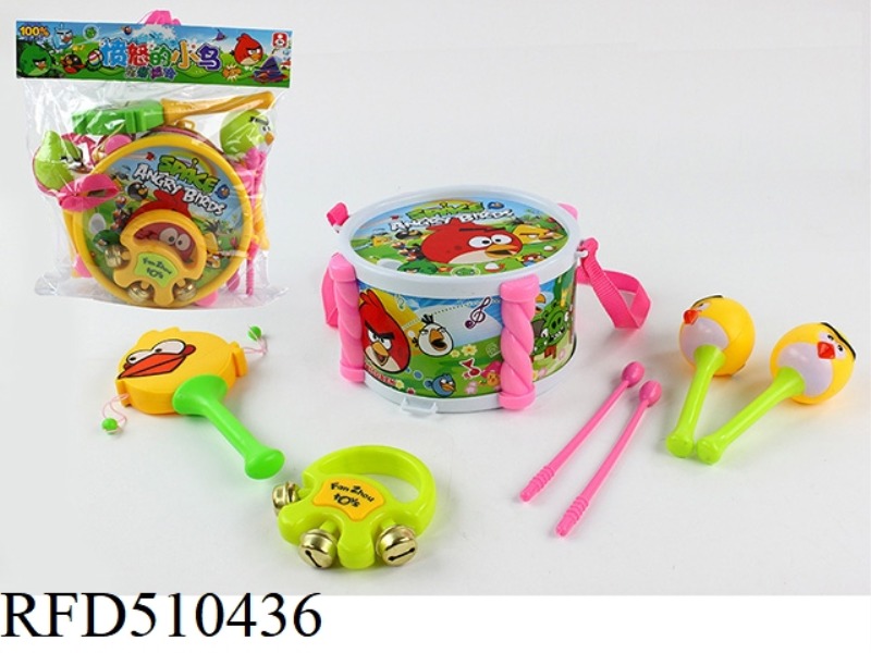 BIRD SET (DRUM +2 BIRD SAND HAMMER + SHAKE DRUM + HAND BELL + DRUM HAMMER)