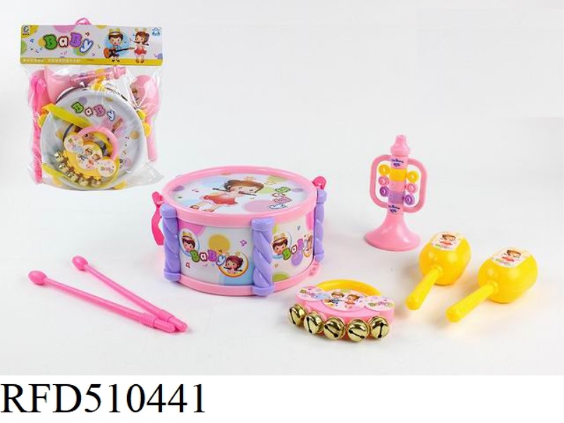 BABY SET (DRUM +2 SAND HAMMER + HORN + HANDBELL + DRUM HAMMER)