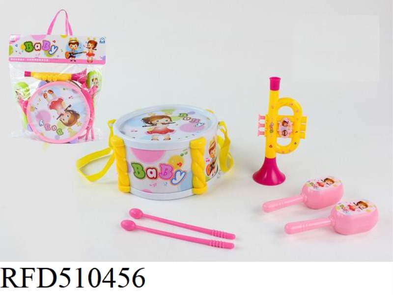 BABY SET (DRUM +2 SAND HAMMER + MEDIUM HORN + DRUM HAMMER)2 COLOR MIX