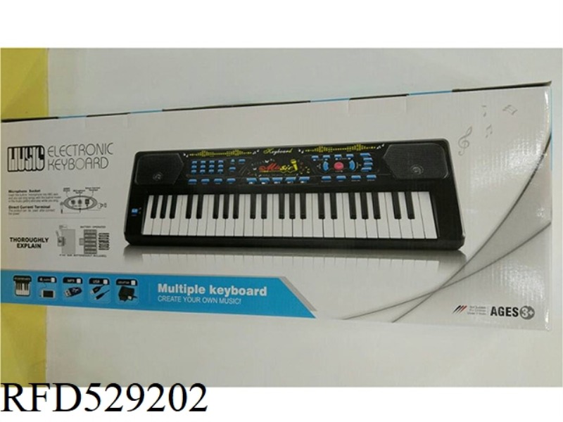 49 KEYS MULTIFUNCTIONAL BLACK ELECTRONIC ORGAN POUCH MICROPHONE + CHARGER USB