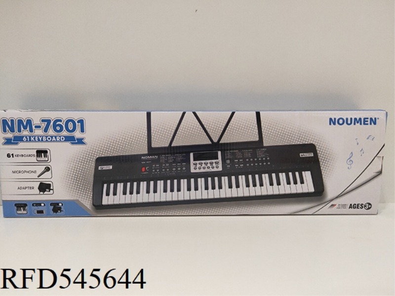 61 KEY BLACK ELECTRONIC KEYBOARD WITH USB CABLE, MICROPHONE, MUSIC STAND