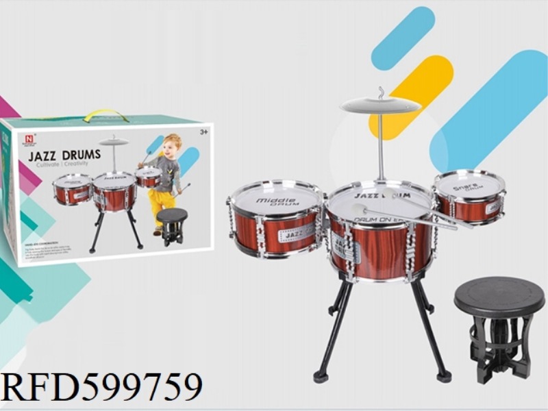 MONOCHROME /3 DRUMS/WOOD GRAIN DRUM SET WITH FOUR LEGS ROUND CHAIR