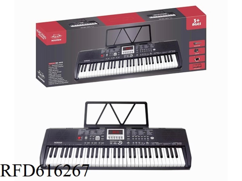 61-key black keyboard+charger+music stand+microphone