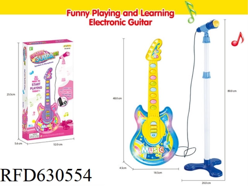 TOY INSTRUMENT SOUND & LIGHT GUITAR + VERTICAL MICROPHONE