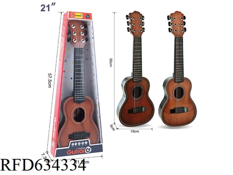 21-INCH 6-STRING SIMULATED WOOD GRAIN GUITAR. STEEL WIRE
