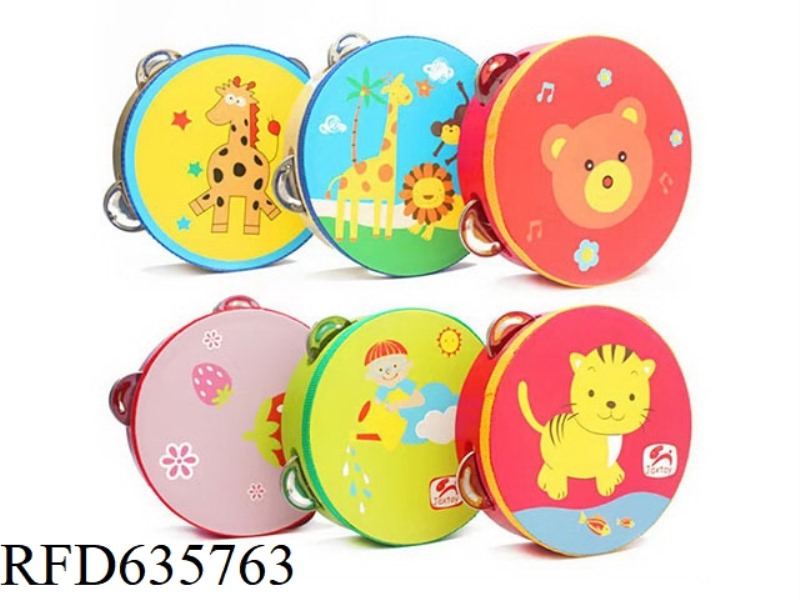 WOODEN HAND-BEAT TAMBOURINE