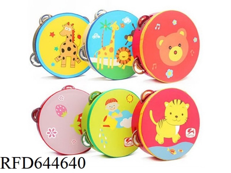 WOODEN HAND-BEAT TAMBOURINE